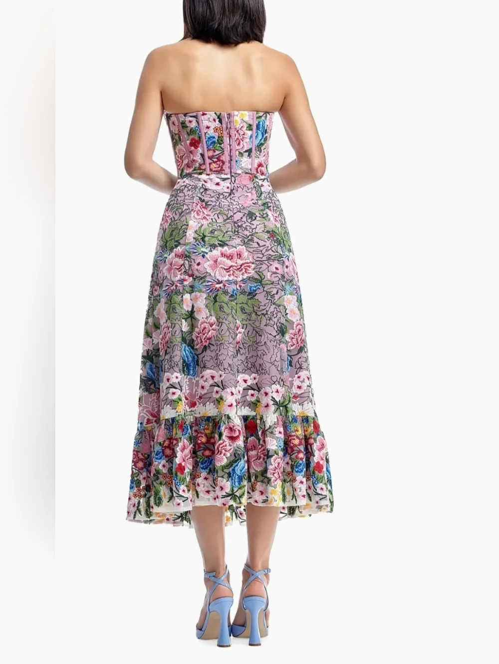 Dress the Population Carina Floral Embroidered Strapless Bustier Fit&Flare Dress - Picture 4 of 12